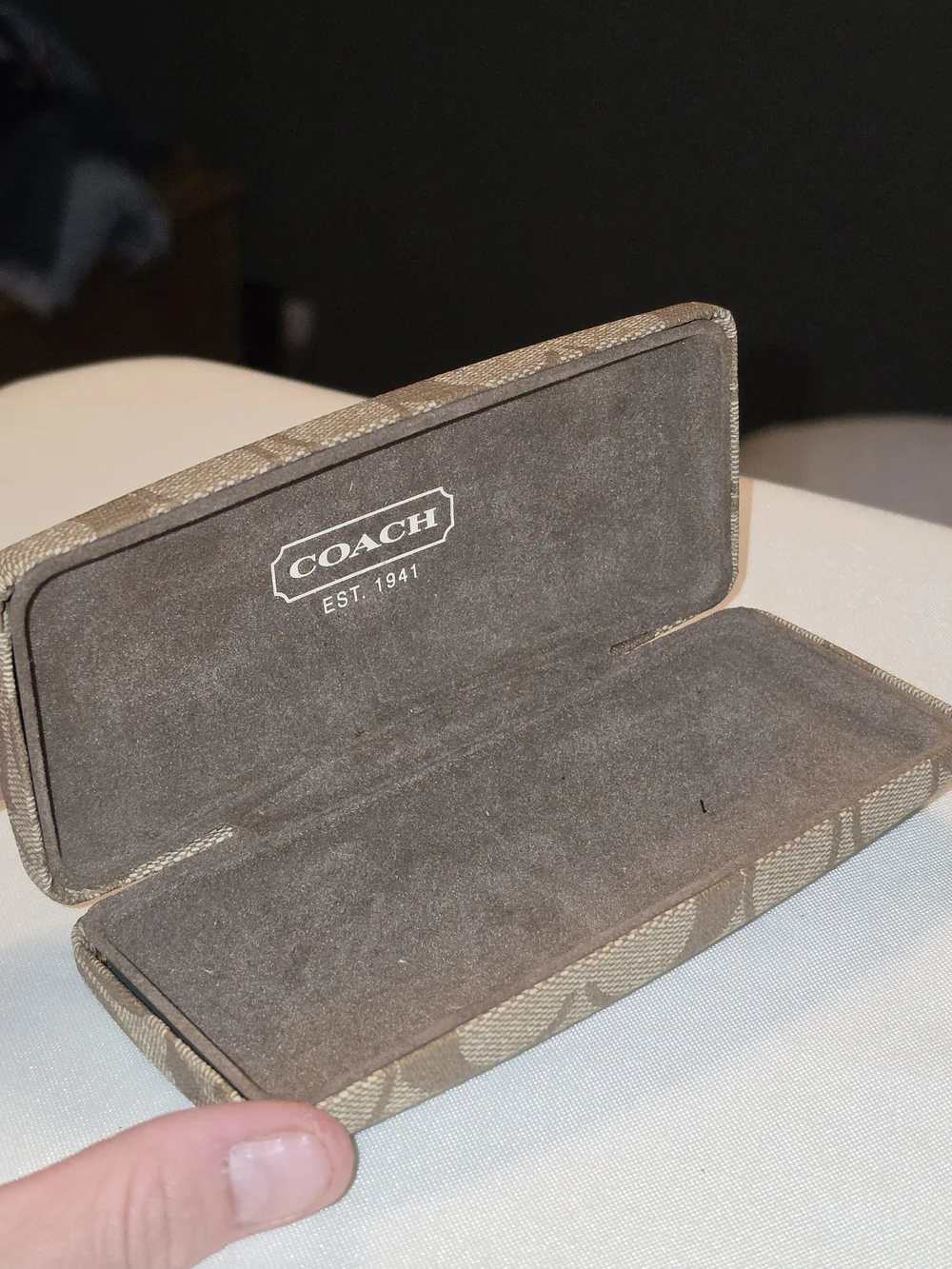 Brown Signature Pattern Glasses Case with Burgundy Reading Glasses
